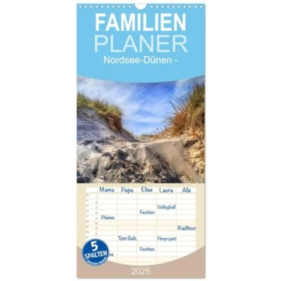Abbildung von Familienplaner 2025 Nordsee Dünen mit 5 Spalten (Wandkalender, 21 cm x 45 cm), CALVENDO