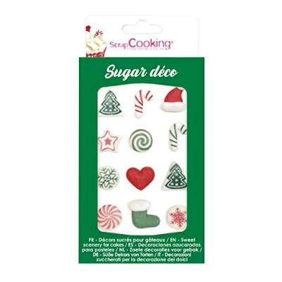 Abbildung von ScrapCooking Weihnachten Zuckerdekorationen Essbare Zucker Tortendeko Deko für Cupcakes, Backwaren, Desserts, Kuchen, Kekse Tannenbaum, Stern, Süßigkeiten 6996