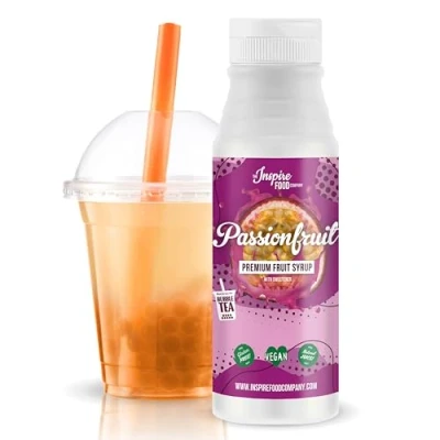 Abbildung von INSPIRE FOOD Echter Fruchtsirup Mischung 300ml Maracuja für Bubble , Boba Tea, Slushes &amp; Ice Blended 100 % vegetarisch, glutenfrei, ohne künstliche Farbstoffe