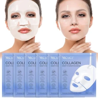 Abbildung von Bio Collagen Real Deep Mask, Maske Overnight, Anti aging Kollagen Gesichtsmaske, Falten Lifting Hydratisierende Übernachtmaske,6 Stück
