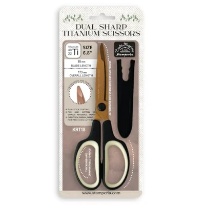 Abbildung von Stamperia Dual Sharp Titanium Scissors for Scrapbooks, Albums, Card Making, Bullet Journals and More, Non Stick Coating Cardstock, Fabric, Ribbon, Comfortable Handles