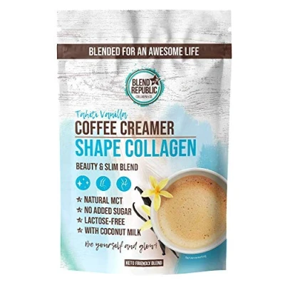 Abbildung von BLEND REPUBLIC® Keto Coffee Creamer Vanilla für ketogene Ernährung mit MCT Öl, Kokosöl &amp; Kollagen Ketogener Kaffeeweißer, laktosefrei und ohne Zuckerzusatz, 300g