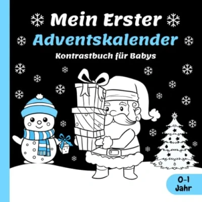 Abbildung von Mein erster Adventskalender Kontrastbuch Für Babys 0 1 Jahr: Weihnachten Buch Kleinkinder 25 Weihnachtsbilder zur Stimulierung der Sehkraft von Neugeborene Nikolaus Geschenk Baby