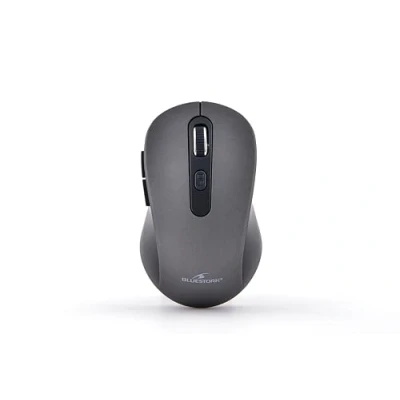 Abbildung von Bluestork kabellose Maus, wiederaufladbar, leise, USB Empfänger, 2,5 GHz, 6 Tasten, ergonomisches Design, 800 1600 DPI, kompatibel mit PC, Mac, Laptop 2023 (Grau)