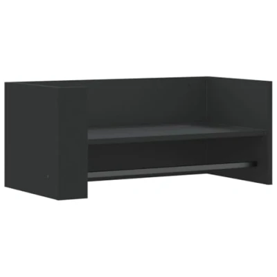 Abbildung von vidaXL Wandregal, Hängeregal mit Hängestange, Schweberegal Wandboard für Flur Wohnzimmer, Wandgarderobe Flurgarderobe, Schwarz Holzwerkstoff