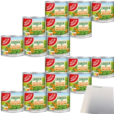 Abbildung von Gut&amp;Günstig Junge Erbsen mit Möhrchen extra fein 6er Pack (18x200g Dose) + usy Block