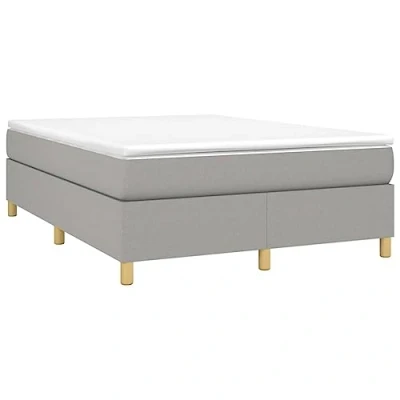 Abbildung von vidaXL Boxspringbett, Doppelbett mit LED Matratze Matratzenauflage, Bettgestell Lattenrost Kopfteil, Polsterbett Bett für Schlafzimmer, Hellgrau 140x200cm Stoff