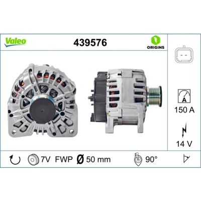 Abbildung von VALEO 439576 Lichtmaschine 14V 150A RENAULT: ESPACE 4, TRAFIC 2 Kasten, LAGUNA Grandtour, OPEL: Vivaro A Combi, Kastenwagen, Movano B Bus