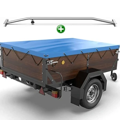 Abbildung von Tarpofix® Anhängerplane 160 x 120 cm + 1x Planenbügel Anhänger Plane Flachplane aus PVC PLANENMATERIAL Verstärkte HP DDR für diverse PKW Hänger Abdeckplane Flachplanenbügel