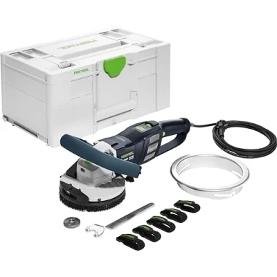 Abbildung von Festool Sanierungsschleifer RG 130 ECI Plus RENOFIX (mit Führungstisch, Spannflanschgarnitur, Stirnlochschlüssel, Klettverbinder), im Systainer