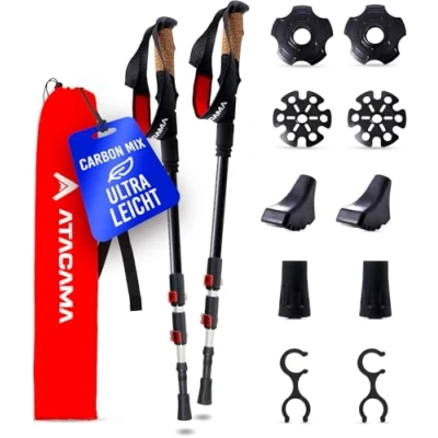 Abbildung von Atacama Wanderstock Nordic Walking Stöcke für Damen und Herren, faltbare Wanderstöcke Teleskop aus Carbon Trekkingstöcke