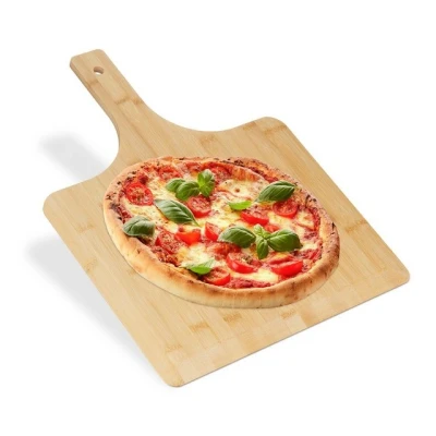 Abbildung von Relaxdays Pizzaschieber XXL, Bambus, 50x38 cm, eckig, Pizzaschaufel, abgerundete Kanten, mit Griff, Brotschieber, Natur