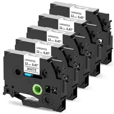 Abbildung von 5x MarkField Kompatibel mit Brother P touch Bänder TZe 231 TZ 12mm 0.47 Weiß Schriftband für Ptouch PT 1000 1010 1280 H101C H100LB/R H105 H107B H110 H200 E110 D200 D210 D400 Cube, Schwarz auf
