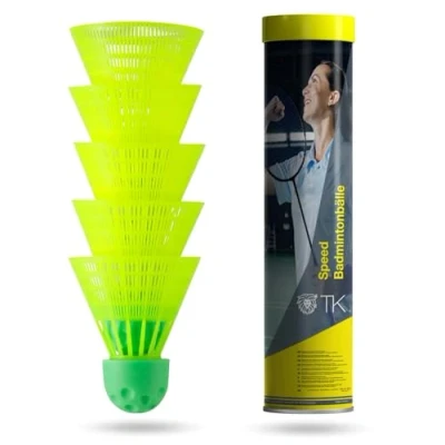 Abbildung von Sportyfits® Speedbadmintonball 10x Speedbadminton Federbälle gelb Badmintonbälle (10 St), extra Schnell