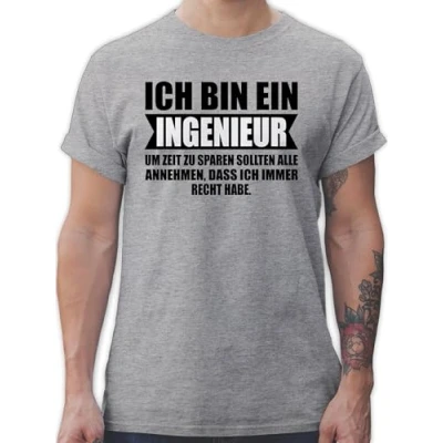 Abbildung von t Shirt Herren Beruf und Job Geschenke Ich Bin Ingenieur M Grau meliert Shirts männer Mann Tshirt Maenner leiberl tischert Kurzarm für Tshirts schirts Geschenk