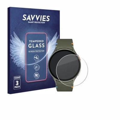 Abbildung von Savvies Panzer Schutz Glas für Samsung Galaxy Watch 7 (44 mm) (3 Stück) 9H Hartglas, Anti Fingerprint, Displayschutz