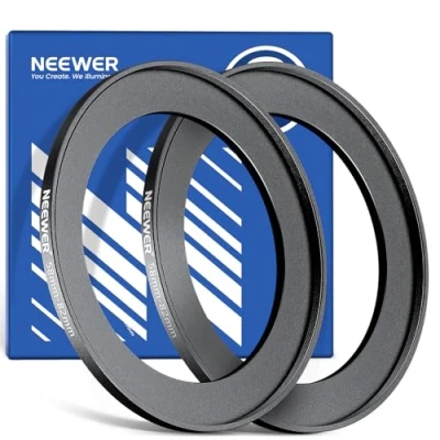 Abbildung von NEEWER 58 82mm Step Up Adapterring (2er Pack) mit Reinigungstuch, ultraschlanker Objektivfilter aus Aluminiumlegierung für 58mm Kameraobjektive zur Verwendung von Filtern