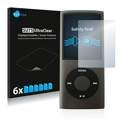 Abbildung von Savvies 6 Stück Schutzfolie für Apple iPod nano (4. Gen.) Displayschutz Folie Ultra Transparent
