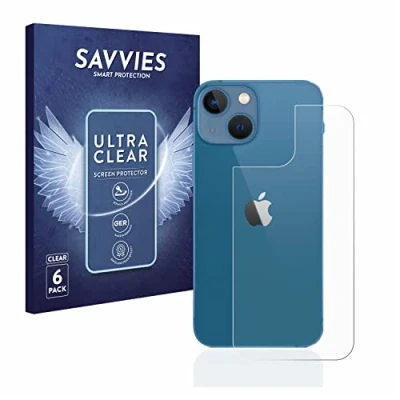 Abbildung von Savvies 6 Stück Schutzfolie für Apple iPhone 13 mini (Rückseite) Displayschutz Folie Ultra Transparent