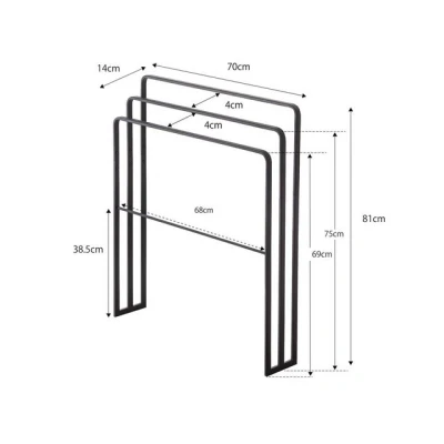 Abbildung von Yamazaki Handtuchständer &quot;Tower&quot; stehend platzsparend ohne Bohren 70x81x14cm, Handtuchhalter Bad, 3 Stangen mit Ablage für Badematte, Metallgestell