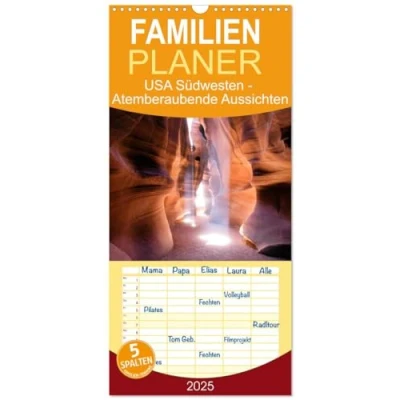 Abbildung von Familienplaner 2025 USA Südwesten Atemberaubende Aussichten mit 5 Spalten (Wandkalender, 21 cm x 45 cm), CALVENDO