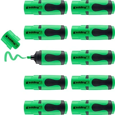 Abbildung von edding 7 Mini Textmarker neongrün 10 highlighter pens Keilspitze 1 3 mm klein in trendigen Farben für Bullet Journal, Schule, Uni oder Büro