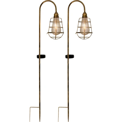 Abbildung von näve LED Gartenleuchte &quot;Ground Spikes&quot;, Leuchtmittel Modul fest integriert, Solarleuchte, Deko, 2er Set Erdspieß, Lichtfarbe: warmweiß