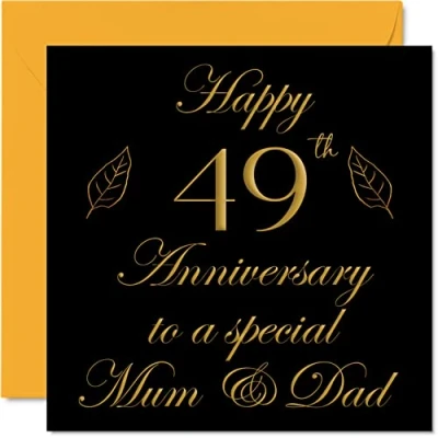 Abbildung von Glückwunschkarte zum 49. Hochzeitstag für Vater, Mutter, Eltern, Papa, Happy 49 von Sohn, Tochter, Familie, 145 mm x Grußkarten vierzig Jahrestage