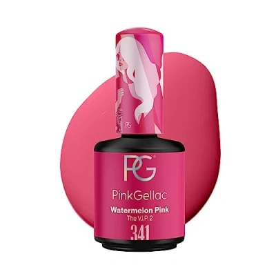 Abbildung von Pink Gellac UV Gel Nagellack 341 Watermelon 15 ml Lack Rosa Lang Anhaltender Gellack Einfache Entfernung Shellac Nail Polish Made in Holland