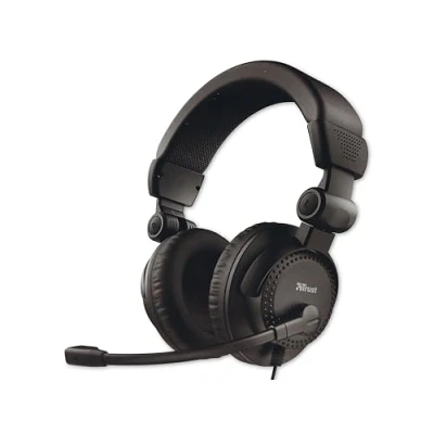 Abbildung von Trust Como Over Ear Kopfhörer 3,5 mm, Headset Mit Mikrofon, Einstellbarer Kopfbügel, 2.5 m Lange Kabel, Für PC, Laptop, Business, Skype, Teams, Videokonferenz, Office, Chat, Zoom Schwarz