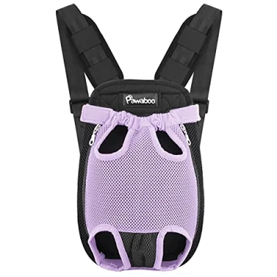 Abbildung von Pawaboo Haustier Rucksack Hund Tragetasche, Verstellbar Beinen heraus Rucksäcke Tragbar Reisetasche, Atmungsaktiv und Bequem Speziell für Klein Mittler Hunde Katzen Welpen, S, Lila