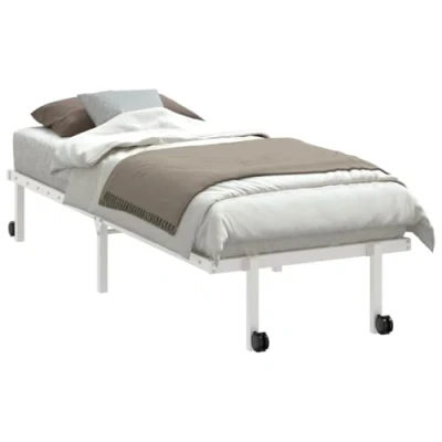 Abbildung von vidaXL Bettgestell ohne Matratze klappbar Weiß 75x190 cm Stahl, Bettrahmen, Bett, Bettrahmen klappbar, Metallbett,