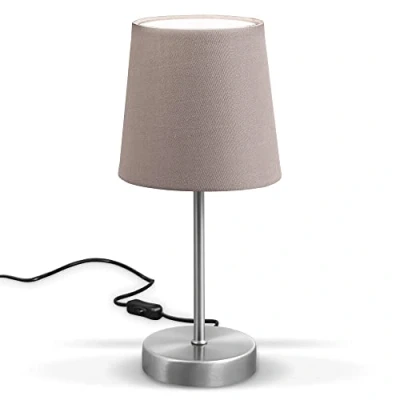 Abbildung von B.K.Licht Tischleuchte Tischlampe, Taupe, Stoffschirm E14 BKL1299, ohne Leuchtmittel, Leselampe Nachttischlampe Schreibtischlampe Leuchtmittel