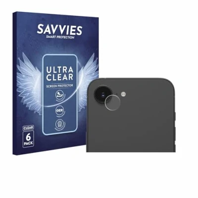 Abbildung von Savvies 6 Stück Schutzfolie für Apple iPhone 16e (NUR Kameraschutz) Displayschutz Folie Ultra Transparent