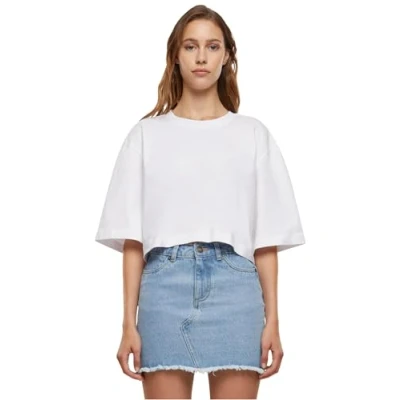 Abbildung von Urban Classics Heavy Oversized Cropped Tshirt basic, Damen, Größe: Large, White