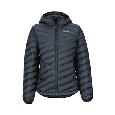 Abbildung von Marmot Damen Ultra leichte Daunenjacke, 700 Fill power, Warme Outdoorjacke, Wasserabweisend, Winddicht Wm&#039;s Highlander Hoody, Wild Rose, M, 79360