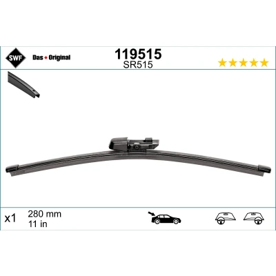 Abbildung von Scheibenwischer Swf Visioflex Rear 119515 280mm hinten Rahmenlos VOLKSWAGEN: Passat B6 Variant, B7 SEAT: Leon II Schrägheck