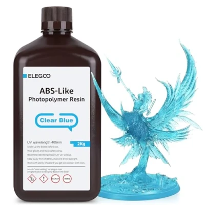 Abbildung von ELEGOO 405nm ABS Like Resin, LCD UV Rapid Resin Hohe Präzision, Nicht Spröde, Giftig für LCD/DLP 3D Drucker Photopolymer Harz 2kg Klares Blau