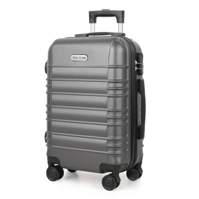 Abbildung von MoFut Hartschalen Handgepäck Koffer aus ABS Reisekoffer mit 4 Drehbaren Rollen (360), Trolley Aluminium Teleskopstange und TSA Zahlenschloss (M 41L, Dunkelgrau)