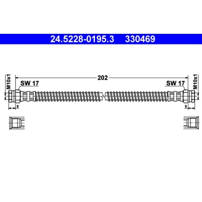 Abbildung von ATE 24.5228 0195.3 Bremsschläuche 202 PEUGEOT: 306 Cabrio, Schrägheck, Kombi, CITROËN: ZX Xsara Schrägheck