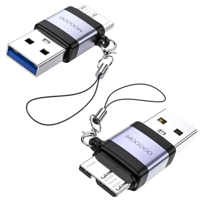 Abbildung von MOGOOD USB Stecker auf Micro B Adapter, 3.0 B, Adapter Daten Lade Kurzer Konverter für Computer, Laptops (2 Pack)