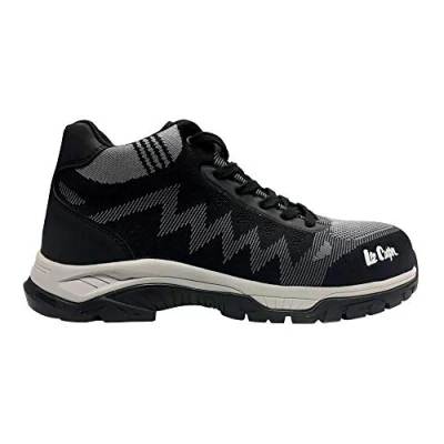Abbildung von Lee Cooper Herren Arbeitskleidung Mid Cut Stahlkappe Sicherheit Midsole Arbeitssicherheit Trainer Stiefel S1P SRA, Schwarz / Grau, 43 EU