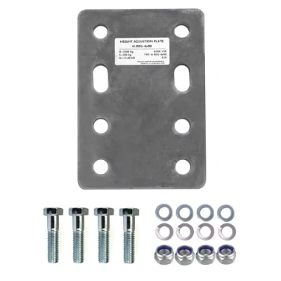 Abbildung von XIMPLIO Universelle Adapterplatte zur Höhenverstellung 4x90+4xM16 der Anhängerkupplung für 2 Loch 90 mm AHK Bock Flanschkugeln. verzinkt (mit 4xM16 Schraubenset)