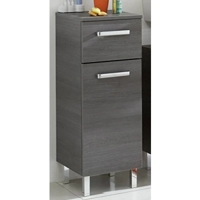 Abbildung von Pelipal Badezimmerschrank Quickset 352 in Graphit Struktur Quer, 30 cm breit Unterschrank mit 1 Tür, Schubkasten und Einlegeboden