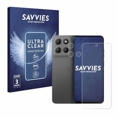 Abbildung von Savvies 6 Stück Schutzfolie für Motorola Moto G15 Power (Display+Kamera) Displayschutz Folie Ultra Transparent