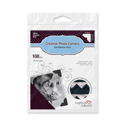 Abbildung von Scrapbook Adhesives Fotoecken, klassisch, 12,7 cm, selbstklebend, 108 Stück, Schwarz