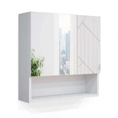 Abbildung von Vicco Badezimmerspiegelschrank Irma, Weiß Hochglanz, 54 x 55 cm