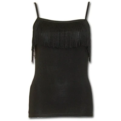 Abbildung von Spiral Urban Fashion Tassel Layered Camsole Top Schwarz S