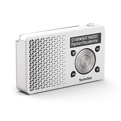 Abbildung von TechniSat DIGITRADIO 1 Tragbares DAB+ Radio mit Akku (DAB, UKW, Lautsprecher, Kopfhöreranschluss, Favoritenspeicher, OLED Display, klein, Watt RMS) weiß/silber