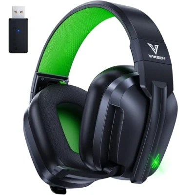 Abbildung von Vakedy HW11 Wireless Gaming Headset für PC/PS4/PS5/Mac,PS5 Mit Bluetooth Mikrofon USB,Bluetooth Headset,Headset Geräuschunterdrückung,50H+ Akkulaufzeit Schwarz/Grün
